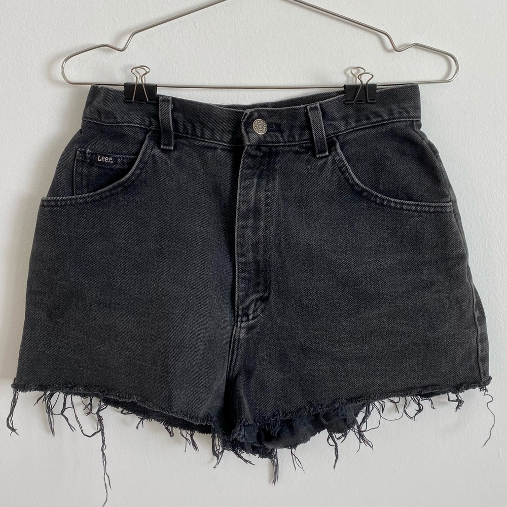 Vintage cutoff Lee black denim high rise shorts